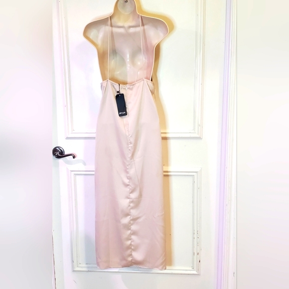 Nasty Gal At Ease Satin Halter Midi Slip Dress, Ivory Cream, Size US 2, NWT - Picture 2 of 15